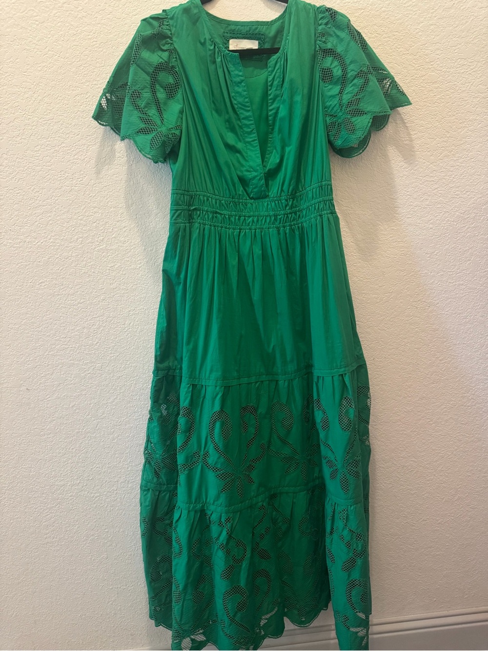 XL Anthropologie Somerset Green Lace Maxi Dress